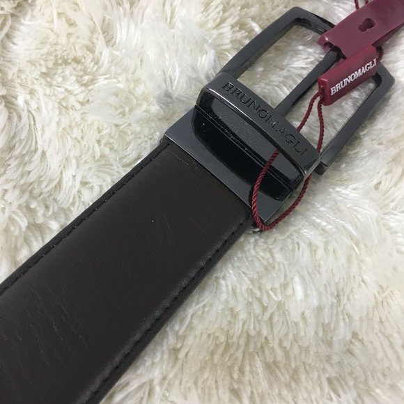 Bruno Magli Mens Black Cognac Italian Leather Belt - Picture 6 of 10